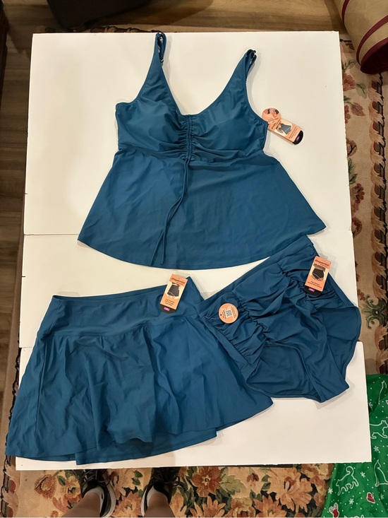 Shapermint Other - Shapermint Teal Blue 3‑Piece Tankini Swim Set — NWT (Top, Skirted Bottom & Brief